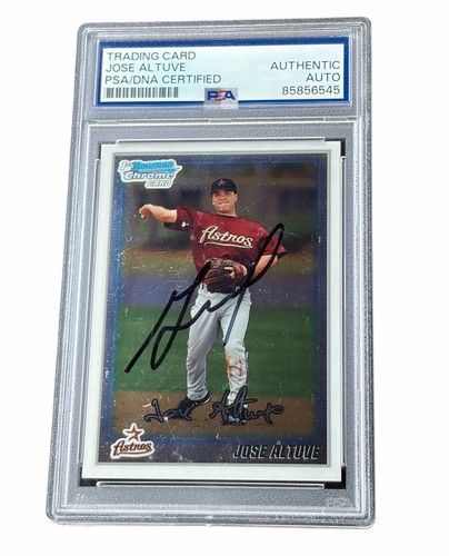 Jose Altuve Signed Card 1st Bowman Chrome Houston Astros Autographed Auto PSA