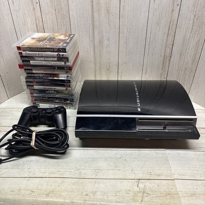 Sony PlayStation 3 Fat PS3 Black Console Gaming System CECHG01 W/ 15 Games LOT