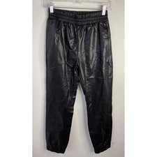 Olivaceous Faux Leather Joggers Womens S Black Elastic Waist Grunge Minimalist
