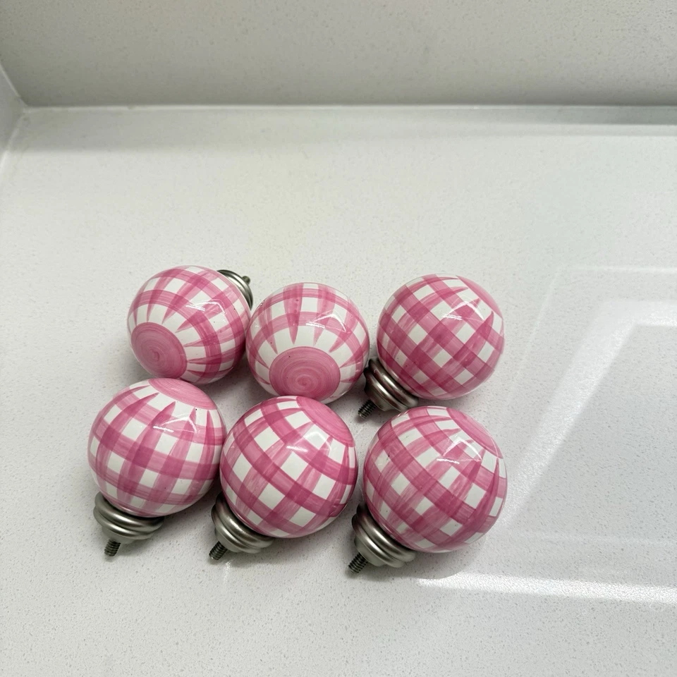 Juego de 6 remates Pottery Barn niños adolescentes rosa blanco guinga a cuadros usados en excelente estado Foto 2 de 4