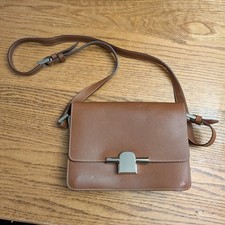 Massimo Dutti Leather Crossbody Bag Clasp Pur...