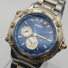 Seiko Yacht Timer Chronograph Quartz Blue Silver 6M37 6000 Authentica
