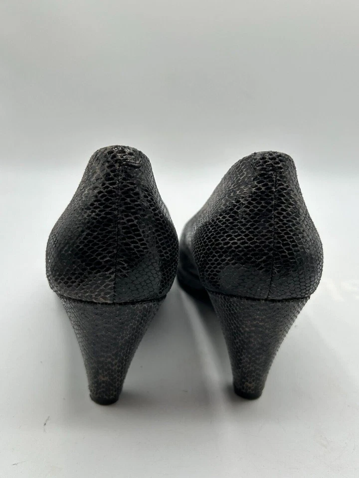 Zapatos de salón Bandolino con tacón de cono para mujer talla negro estampado animal talla 8,5 M sin cordones punta abierta Foto 3 de 4