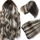Weft Human Hair Extensions Weave Sew in Remy Real Hair Balayage 1B/613 16in 50g — photo 1