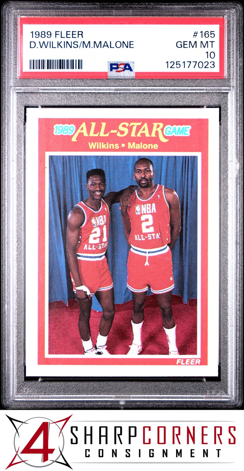 1989 FLEER #165 DOMINIQUE WILKINS-MOSES MALONE PSA 10