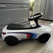 BMW Battery Operated Ride-On Toy Car White with Black Seat and Steering Wheel