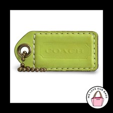 COACH Y2K VINTAGE Hang Tag 2.5" Green Leather Bag Charm Keychain Fob Brass Large