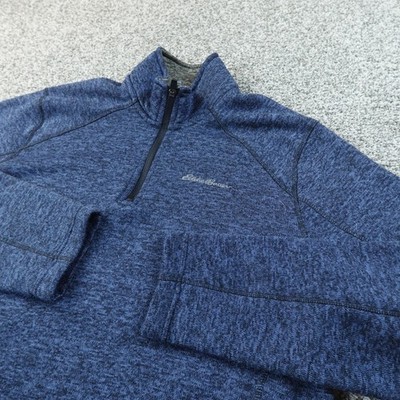 Eddie Bauer Pullover Mens L Blue 1/4 Zip Fleece Long Sleeve Hiking Outdoor Top