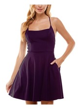 CITY STUDIO Womens Purple Lined Padded Bust Crisscross Short Dress 56