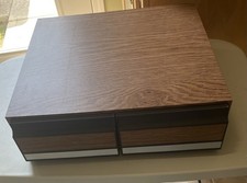 Vintage VHS Tape Holder Faux Wood 2 Drawer Cabinet Storage Case Holds 24 Tapes