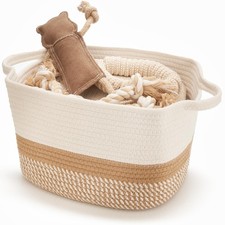 Stylish Cotton Rope Storage Basket For Dog Toys, Magazines or Books - The Per...