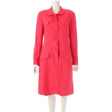 CHANEL 97P Coco Button Long Coat Dress Ensemble P07918 Red 40 Used