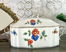 Antik Art D&eacute;co Porzellan Dose Deckeldose Schatulle Bonboniere gestempelt R Krone