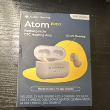 Audien Hearing Atom PRO 2 Rechargeable ITE Hearing Aid w/ UV Cleaning  Case
