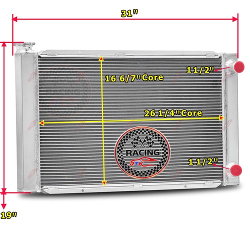 Universal 31" x 19" 2 Row Aluminum Radiator for Chevy SBC 350 Double Pass