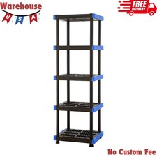 5-Shelf Plastic Storage Shelf, 24" W x 20" D x 72" H, 500 lb Total Capacity
