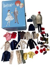 KEN Barbie Lot: 1960 Action Figure, Clothes  Accessories Case Old Store Stock