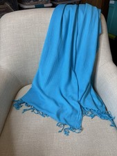 Women's turquoise Solid Pashmina Shawl Wrap Scarf with Fringe Tassel Accents