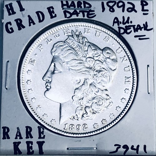 1892 P MORGAN SILBER DOLLAR HOHE QUALITÄT ECHTE US-PRÄGEANSTALT SELTENE SCHLÜSSELMÜNZE 3941