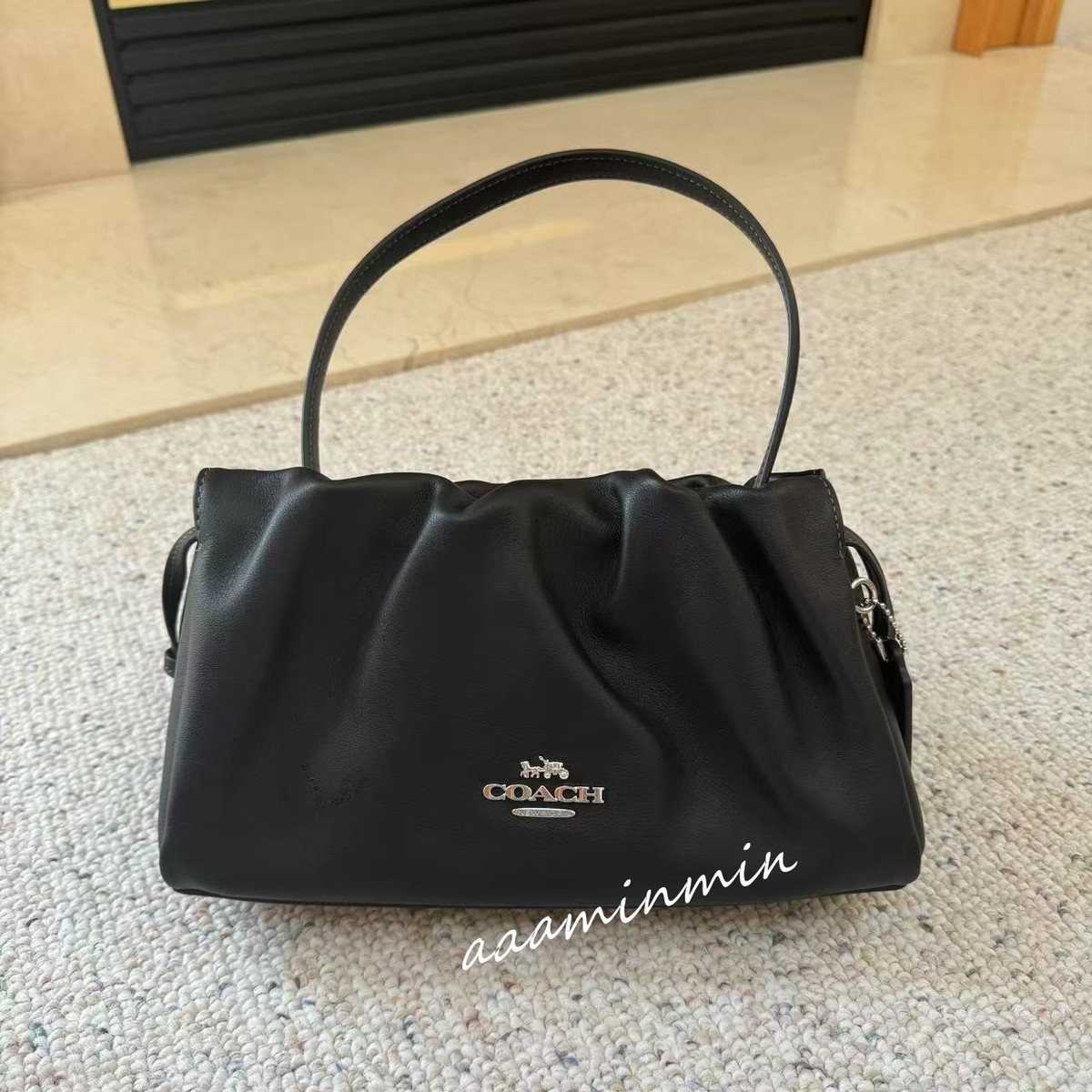 Coach Faye Shoulder Bag With Ruching In Leather/Gold/Dark Stone