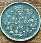 1907 Canada 5 Cents Silver — photo from another recent sale