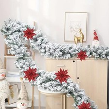 Fiori di Natale Artificiali in Plastica 12 Pezzi 10cm per Uso Ghirlanda Natalizi