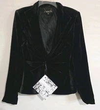 New J. PETERMAN Black Velvet Silk Blend Evening Jacket Blazer Dressy Womens 10