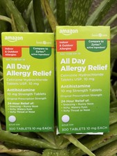 2 X Basic Care Allergy Relief Cetirizine Hydrochloride 10 mg 300 Tablets 10/27