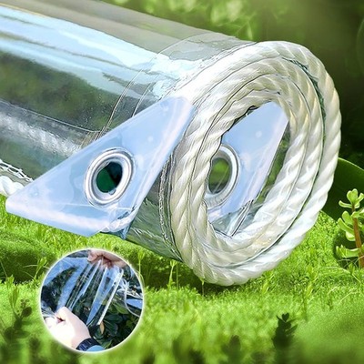 14Mil Heavy Duty Clear Tarp Waterproof 16oz Vinyl PVC Tarpaulin Cover for Patio