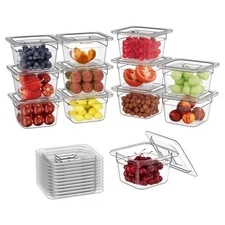1/6 4'' 12 Pack Plastic Food Pans With Lids, Clear Food Pan, Commercial Stack...