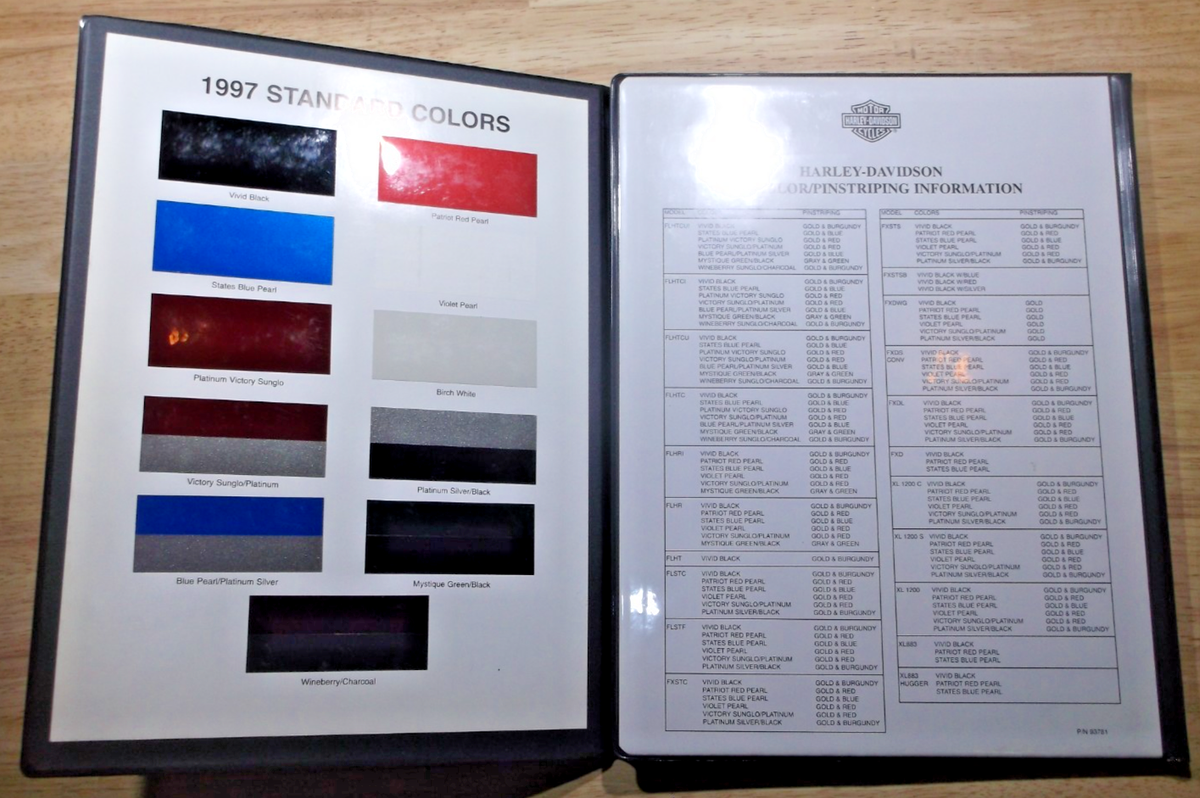 1997 HARLEY DAVIDSON MOTOR-CYCLES COLOR CHART BOOK GUIDE CATALOG