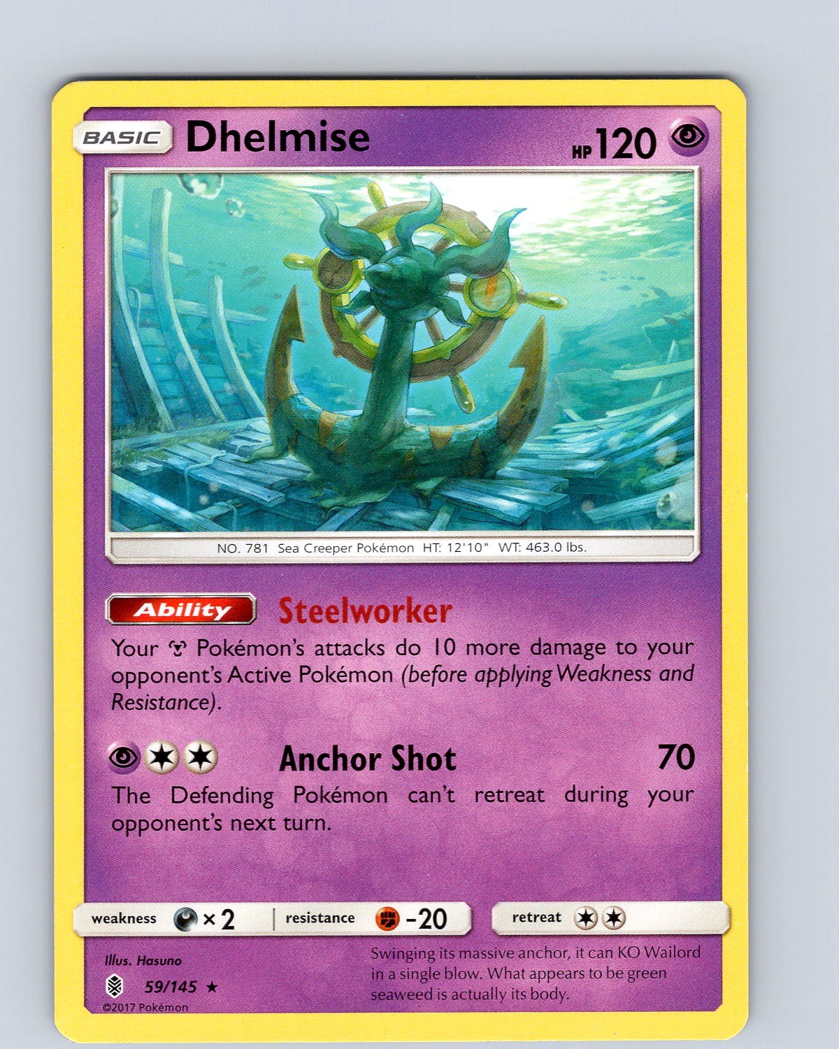 Pokemon TCG Dhelmise S&M Guardians Rising 59/145 Regular Rare Card NM