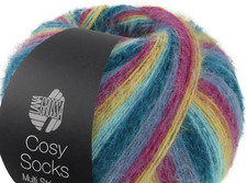 (kg/109€) COSY SOCKS MULTI STRIPES Lana Grossa 100g Fb.155 flauschig Socken