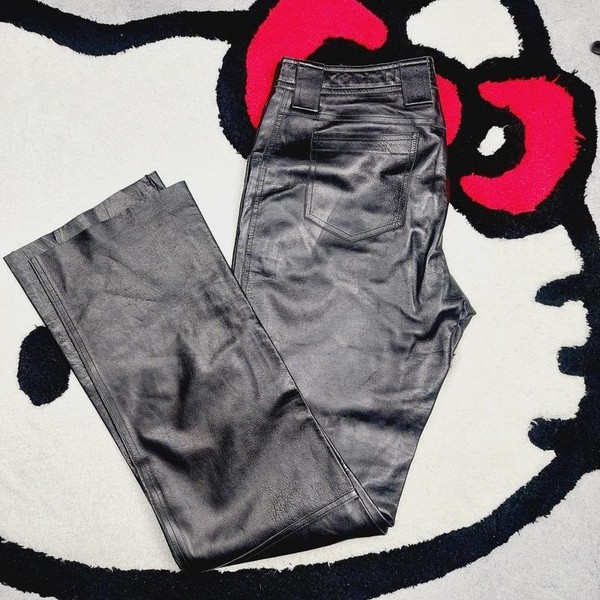 Women Trussardi Trousers Black Leather 50