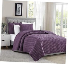 Quilt Set Coverlet Set Quilting Bedspread 3-Piece Quilt Queen 90" x 92" Purple
