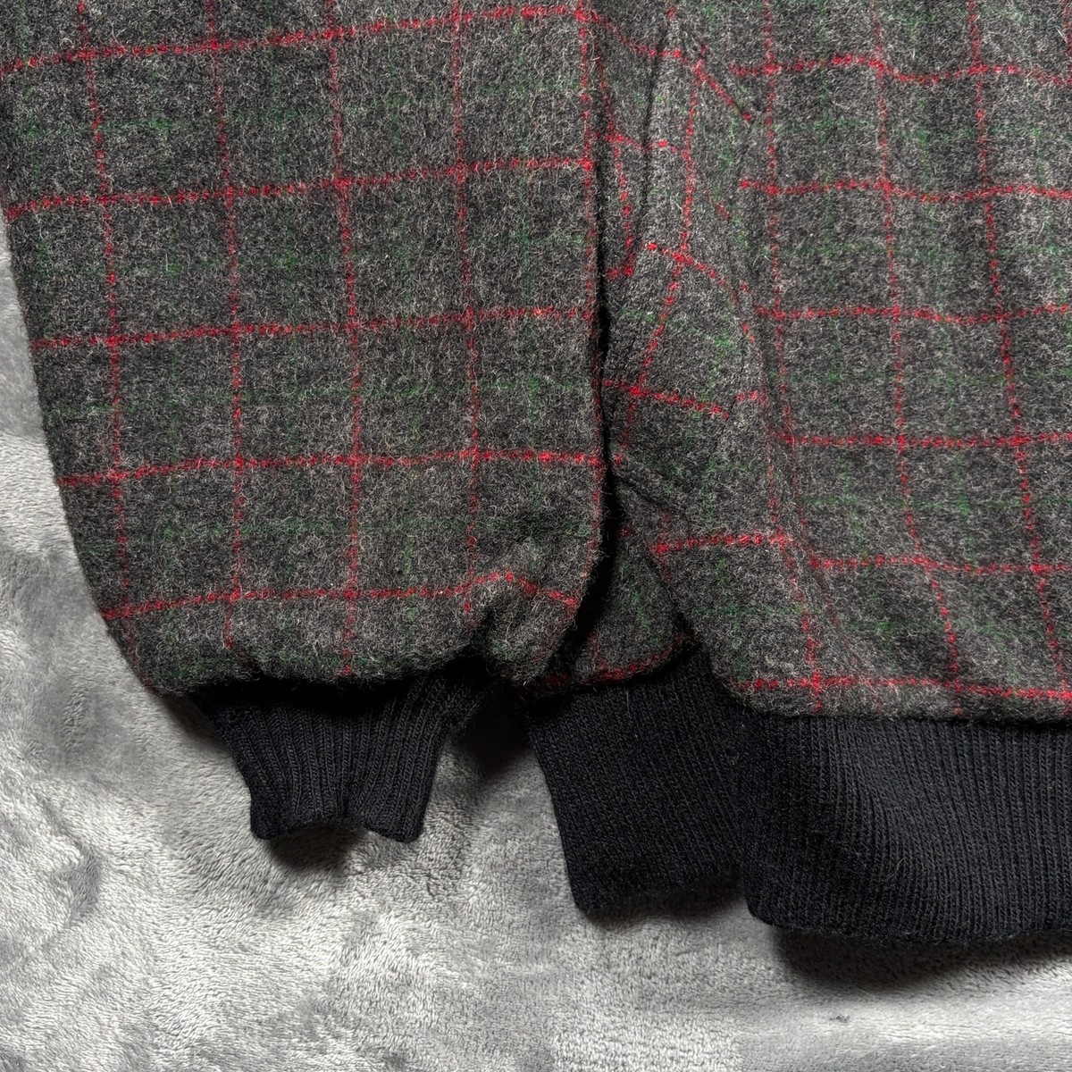 Vintage Johnson Woolen Mills Jacket Mens XL Gray Plaid Quilted