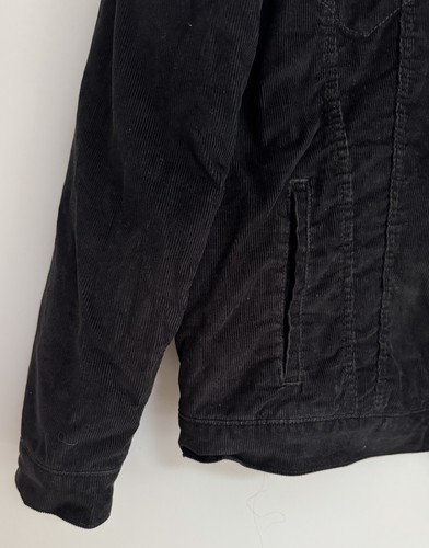 Levi’s Sherpa Trucker Jacket Vintage 90s Black Corduroy Grey Fur XXL - Picture 10 of 14