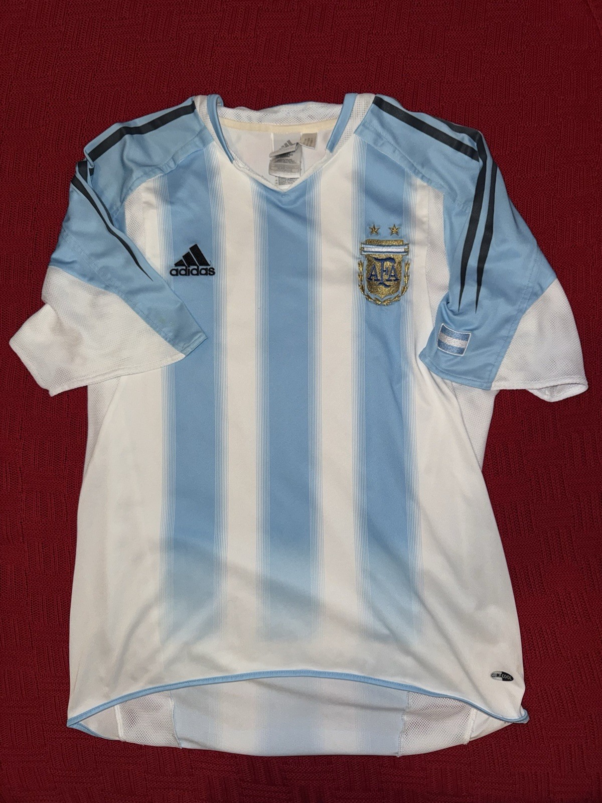 2004 Adidas Authentic ARGENTINA Home Jersey Shirt - Messi - Medium
