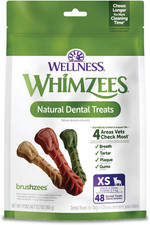 WHIMZEES Brushzees Dog Dental Treats, Natural Chews, Extra Small Size Stick, 48