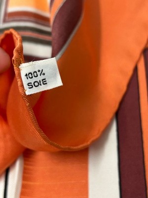 Hermes VTG 1970 Carre 90 Les Coupes Silk Scarf Orange Multicolor