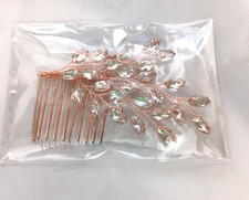 Vxecy Rose Gold Rhinestone Wedding Hair Clips Bridal Comb Flower Clip Head Piece