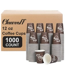 Clawsoff 1000x 12oz Disposable Paper Coffee Cups for Hot/Cold Drinks