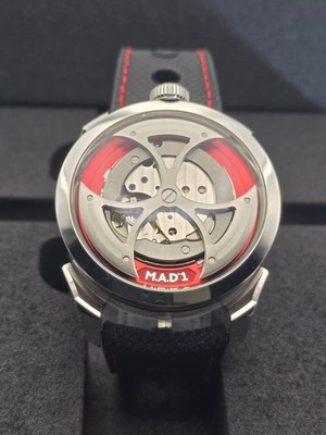 MB&F M.A.D. 1 RED 42mm Automatic Steel Case Men's Watch + OEM Extra Strap