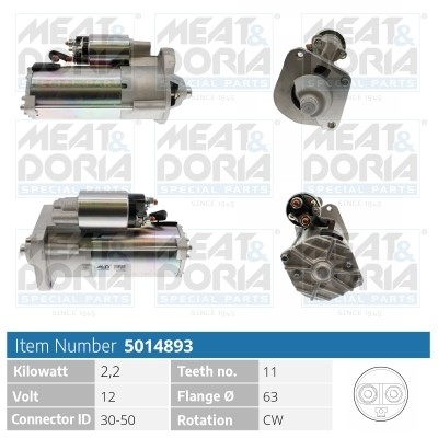 MEAT & DORIA Starter für Volvo XC60 156 D5 AWD D3/D4 V40 Schrägheck BW 135 2.4