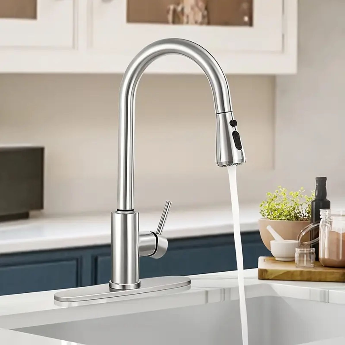 Kitchen Sink Faucet With Deck Plate For Bar Laundry Rv Farmhouse