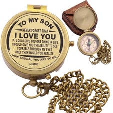 to My Son Compass Engraved Gift from Dad or Mom Father-Son  Mother-Son Bondi...