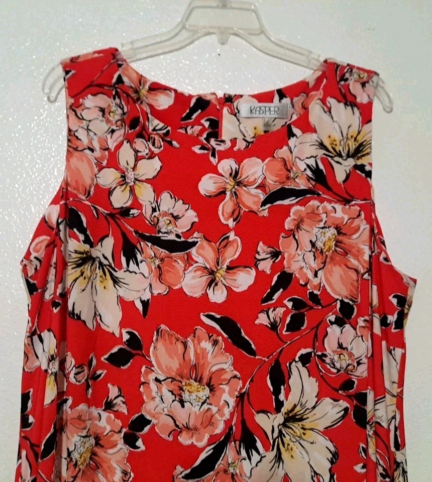 Kasper Plus Floral Sleeveless Dress, Black/Coral NEW w/ tags Size 2X Plus - Image 2 of 4