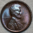 Brilliant Uncirculated 1919-S Lincoln Cent, Beautiful, Wood-Grain Toned specimen