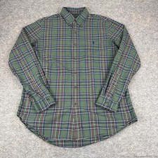 Ralph Lauren Button Down Shirt Plaid Classic Fit Cotton Stretch Mens Large L