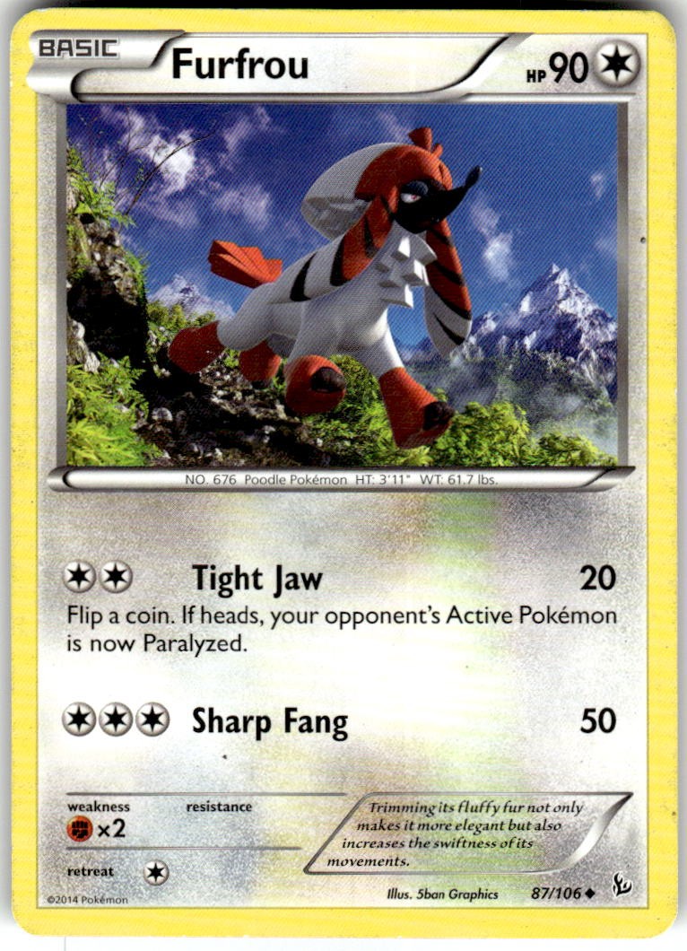 Furfrou 87/106 Uncommon Flashfire Pokemon Lightly Played